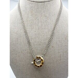 David Sigal Canada 925 Sterling Silver Multi-Chain Leopard Print Toggle Necklace